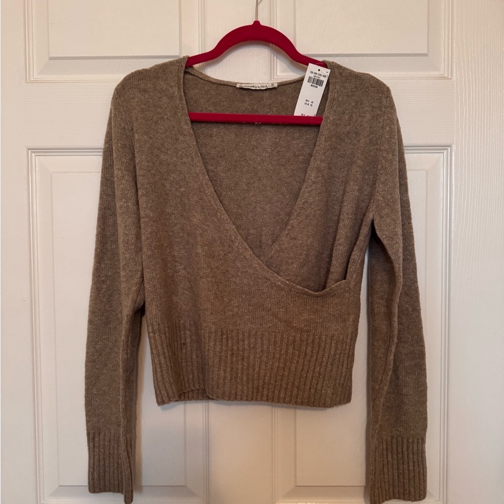 V-Neck wrap Tan Sweater